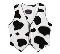 Sxiwei Kids Halloween Western Cowboy Cowgirl Costume Cosplay Waistcoat Cow Print Flannel Cardigan Vest Black&White A 15-16 Years