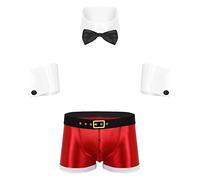 Sxiwei Men's Sexy Bowtie Waiter Cosplay Costume Christmas Underwear Briefs Santa Lingerie Set Outfits Type A XL
