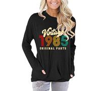 Sxkayxr 40th Birthday Gift Shirts Vintage 1985 Original Parts Shirts Sweatshirts for Women Casual Pullover Blouse Tops, 1985 Black, Medium