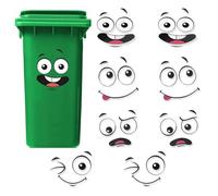 SXKJGQ 16 Pcs Wheelie Bin Stickers, Funny Bin Stickers for Wheelie Bins, Large Self-Adhesive Cartoon Expressions for Dustbins Decorative Decals