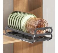 SXKJQER Pull-Out Single Dish Drying Rack, Dish Drainer Rack With Drip Tray,Kitchen Storage Shelf Slide Out Dish Drying Rack For Kitchen Cabinets, Pull Out Drawer For Kitchen Under Sink Organizer