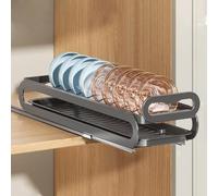 SXKJQER Pull-Out Single Dish Drying Rack, Dish Drainer Rack With Drip Tray,Kitchen Storage Shelf Slide Out Dish Drying Rack For Kitchen Cabinets, Pull Out Drawer For Kitchen Under Sink Organizer