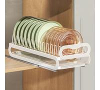 SXKJQER Pull-Out Single Tier Dish Rack For Cupboard, Dish Drainer Rack With Drip Tray,Slide Out Dish Drying Rack For Kitchen Cabinets, Pull Out Drawer For Kitchen Under Sink Organizer
