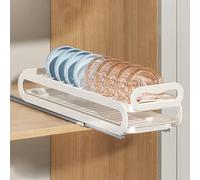 SXKJQER Pull-Out Single Tier Dish Rack For Cupboard, Dish Drainer Rack With Drip Tray,Slide Out Dish Drying Rack For Kitchen Cabinets, Pull Out Drawer For Kitchen Under Sink Organizer