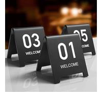 SXKJQER Restaurant Table Numbers1-10, Double Side Acrylic Tent Style Table Numbers For Party, Banquets, Wedding Reception, Events，Wedding Table Number(Black-6CM,1-5)