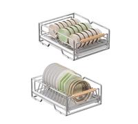 SXKJQER Stainless Steel Kitchen Dish Drying Rack, Kitchen Cabinet Drawer-style Pull-out Basket For Bowls And Plates, Draining Rack, Pull-out Storage Rack Draining Board