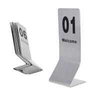 SXKJQER Stainless Steel Table Numbers Double Side Restaurants Table Number Card Signs Stainless Steel Party Desk Figure With Sturdy Holder Base For Banquet Wedding Party Event Catering(1-50)