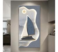 SXKLYRF 3D Art Wall Decor, Wall Hanging Decorative Painting, LED Luminous Mural, Wall Sculpture Painting Decor for Living Room, Entrance(Blue,50x100cm/20x39in)