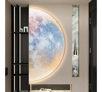 SXKLYRF 3D Wall Art Decor with LED Lights, Half-Moon Mural with Soft Backlight, Plug-In Power Supply 3D Painting Wall Art for Entrance Hallway(Blue,35x70cm/14x28in)