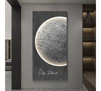 SXKLYRF 3D Wall Art Decor with LED Lights Half Moon Pattern, Sandstone Wall Paintings Artwork for Walls, Modern Minimalist Wall Decor for Home(Black,40x80cm/16x31in)