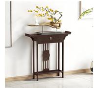 SXKLYRF Chinese Style Rattan Console Table with Drawers, Narrow Vintage Sofa Table Entryway Table with Storage Shelf for Front Hall, Hallway, Living Room(80x20x80cm/31x8x31in)