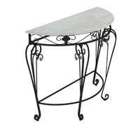 SXKLYRF Modern Living Room Console Table, Metal Frame, Faux Marble MDF, Half Moon Entry Way Table for Living Room, Entryway, Hallway(Black,90x45x80cm/35x18x31in)