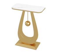 SXKLYRF Small Console Accent Table, 16 in Sintered Stone Narrow Entryway Sofa Table with Metal Base, Luxury Entry Console for Hallway Living Room Bedroom(Gold)