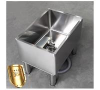 Sxlawesom 304 Stainless Steel Mop Sink, Mop Service Basin With drainage/Strainer, Floor Mount Mop Sink for Commercial kitchen, Restaurant, Garages(120x41x45cm)