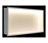 Sxlawesom Wall Niche with LED Light Strips - Shower Niche Cabinet - Stainless Steel Shelf (4000K LED Light)(White,62x32x12.5cm)