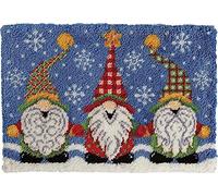 SxLingerie Christmas Latch Hook Rug Kits DIY Crochet Yarn Carpet Hooking Craft Kit with Color Preprinted Canvas Christmas Gnome Pattern Design for Adults Kids Xmas Gift 52X35cm