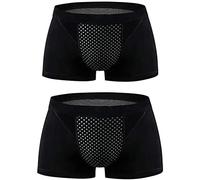 SXLLZSLC 2-Packs Men's Underwear, Enlargement Boxer Shorts Tourmaline Prostate Magnetic Therapy Inner Pants L-5XL Black