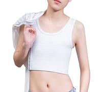 SXLLZSLC Compression Bra Tomboy Chest Binder for Lesbian FTM Transgender Super Flat Elastic Tank Top (S-5XL) White