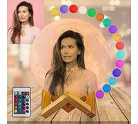 SXLONG Personalised Moon Lamp, Custom Photo & Text, 16 Colors USB Charging Night Light with Touch Control Brightness, Perfect for Birthday, Halloween