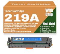 SXLXYOF 219A Toner Cartridges with Chip Compatible W2190A W2191A W2192A W2193A Toner for HP 3302FDW 3302SDW 3302FDN 3302FDNG 3302FDWG 3302SDWG 3202DN 3202DW 3202DNG,219A-Cyan