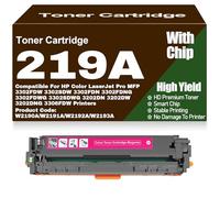 SXLXYOF 3202dw 3302fdw Compatible Toner Cartridges 219A W2190A W2191A W2192A W2193A Toner with Chip for HP 3302FDW 3302SDW 3302FDN 3302FDNG 3302FDWG 3302SDWG 3202DN 3202DW 3202DNG,219A-Magenta