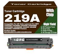 SXLXYOF 3202dw 3302fdw Compatible Toner Cartridges 219A W2190A W2191A W2192A W2193A Toner with Chip for HP 3302FDW 3302SDW 3302FDN 3302FDNG 3302FDWG 3302SDWG 3202DN 3202DW 3202DNG,219A-Black