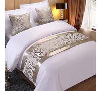 SXLXYOF Champagne Floral Bed Runners Matching Cushion Cover Jacquard Bed Scarf Scarves Nordic Hotel Bed End Towel Home Bedroom Bedspread Bedding Protection Decoration,Silver-50 * 180CM(1.2m bed)