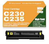 SXLXYOF Compatible C230 with Chip Toner Cartridges for Xerox, 006R04383 006R04384 006R04385 006R04386 Color Toner High Yield High Capacity for Xerox C235 C230 Printers,Yellow-C230