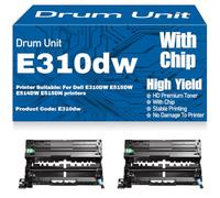 SXLXYOF Compatible E310dw Drum Unit 593-BBKE Imaging Drum for Dell E310DW E515DW E514DW E515DN Printers High Yield 12000 Pages,2PC-WRX5T