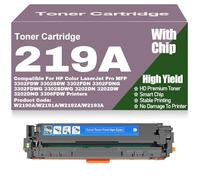 SXLXYOF Compatible W2190A W2191A W2192A W2193A Toner Cartridges with Chip 219A Color Toner High Yield for HP 3302FDW 3302SDW 3302FDN 3302FDNG 3302FDWG 3302SDWG 3202DN 3202DW 3202DNG,219A-Cyan
