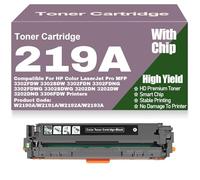 SXLXYOF Compatible W2190A W2191A W2192A W2193A Toner Cartridges with Chip 219A Color Toner High Yield for HP 3302FDW 3302SDW 3302FDN 3302FDNG 3302FDWG 3302SDWG 3202DN 3202DW 3202DNG,219A-Black