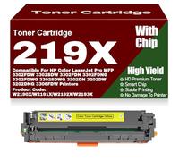 SXLXYOF Compatible W2190X W2191X W2192X W2193X Toner Cartridges with Chip 219X 219A Toner High Yield High Capacity for HP 3302FDW 3302SDW 3302FDN 3302SDWG 3202DN 3202DW 3202DNG,Yellow-219X