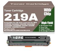 SXLXYOF for HP 3202dw 3302fdw Toner Cartridges 219A W2190A W2191A W2192A W2193A Compatible Toner High Yield for HP 3302FDW 3302SDW 3302FDN 3202DN 3202DW 3202DNG Printers with Chip,219A-Black