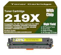 SXLXYOF For HP 3302FDW 3302SDW 3302FDNG 3202DN 3202DW 3202DNG Toner Cartridges with Chip Compatible 219X 219A W2190X W2191X W2192X W2193X Toner High Yield Work,Yellow-219X