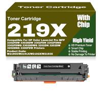 SXLXYOF For HP 3302FDW 3302SDW 3302FDNG 3202DN 3202DW 3202DNG Toner Cartridges with Chip Compatible 219X 219A W2190X W2191X W2192X W2193X Toner High Yield Work,Black-219X