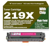 SXLXYOF For HP 3302FDW 3302SDW 3302FDNG 3202DN 3202DW 3202DNG Toner Cartridges with Chip Compatible 219X 219A W2190X W2191X W2192X W2193X Toner High Yield Work,Magenta-219X