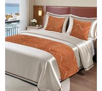 SXLXYOF Hotel Bed Runner Stripe Pattern Bed Scarf King Size Bed Scarves Throw Blanket No Fading Bed Towel Smooth Simple Bedspread Matching Cushion Set Bedding Protection Decor,A-50 * 210CM