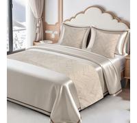 SXLXYOF Hotel Bed Runner Stripe Pattern Bed Scarf King Size Bed Scarves Throw Blanket No Fading Bed Towel Smooth Simple Bedspread Matching Cushion Set Bedding Protection Decor,D-50 * 180CM