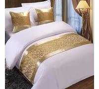 SXLXYOF Jacquard Flower Floral Bed Scarves Runners Throws Blanket Modern Home Hotel Bed Scarf Cushion Cover Satin Smooth Bedding Bedspread Bed End Towel,Gold-50 * 240CM(1.8m bed)