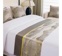 SXLXYOF Retro Gold Marble Bed Runner King Size Satin Bed Scarves Matching Cushions Cover Jacquard Bed Scarf Throw Blanket Hotel Homes Bedspread Decor,C-50 * 210CM Bed Runner