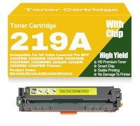 SXLXYOF W2190A W2191A W2192A W2193A Toner Cartridges Compatible 219A Black Yellow Magenta Cyan Toner High Yield for HP 3302FDW 3302SDW 3302FDN 3202DN 3202DW Printers with Chip,219A-Yellow