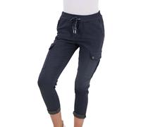 SXME MIGHT SAY Italian Drawstring Waistband Magic Cargo Trousers for Women - Stylish, Comfortable & Versatile Everyday Pants (UK, Numeric, 8, 14, Regular, Regular, Navy Blue)
