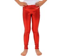 SXME MIGHT SAY Kid’s Wet Look Shiny Metallic Leggings Liquid Look Pants with Stretchy Waist Red