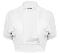 SXME MIGHT SAY New Girls' Stylish Cropped Bolero Shrug - Open Front Plain Short Sleeve Cardigan
