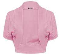 SXME MIGHT SAY New Girls' Stylish Cropped Bolero Shrug - Open Front Plain Short Sleeve Cardigan (UK, Age, 9 Years, 10 Years, Regular, Pink)