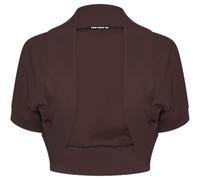 SXME MIGHT SAY New Girls' Stylish Cropped Bolero Shrug - Open Front Plain Short Sleeve Cardigan (UK, Age, 11 Years, 12 Years, Regular, Brown)