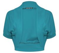 SXME MIGHT SAY New Girls' Stylish Cropped Bolero Shrug - Open Front Plain Short Sleeve Cardigan (UK, Age, 5 Years, 6 Years, Regular, Teal)