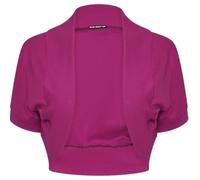 SXME MIGHT SAY New Girls' Stylish Cropped Bolero Shrug - Open Front Plain Short Sleeve Cardigan (UK, Age, 13 Years, Regular, Cerise)