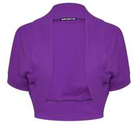SXME MIGHT SAY New Girls' Stylish Cropped Bolero Shrug - Open Front Plain Short Sleeve Cardigan (UK, Age, 7 Years, 8 Years, Regular, Purple)