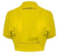 SXME MIGHT SAY New Girls' Stylish Cropped Bolero Shrug - Open Front Plain Short Sleeve Cardigan (UK, Age, 13 Years, Regular, Yellow)